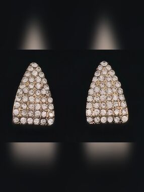 Gold Crystal Triangle Stud Earrings